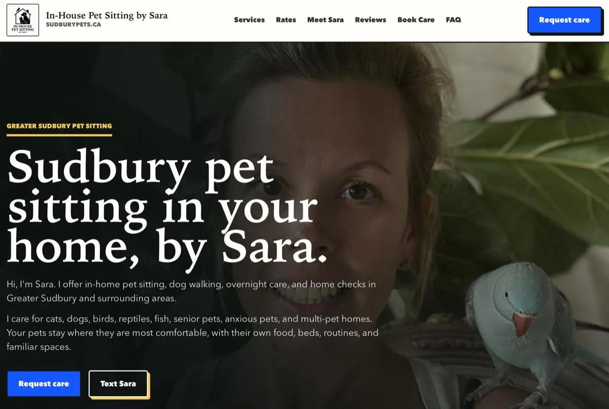Sudbury Pets website organized from an independent local business’s social and service information